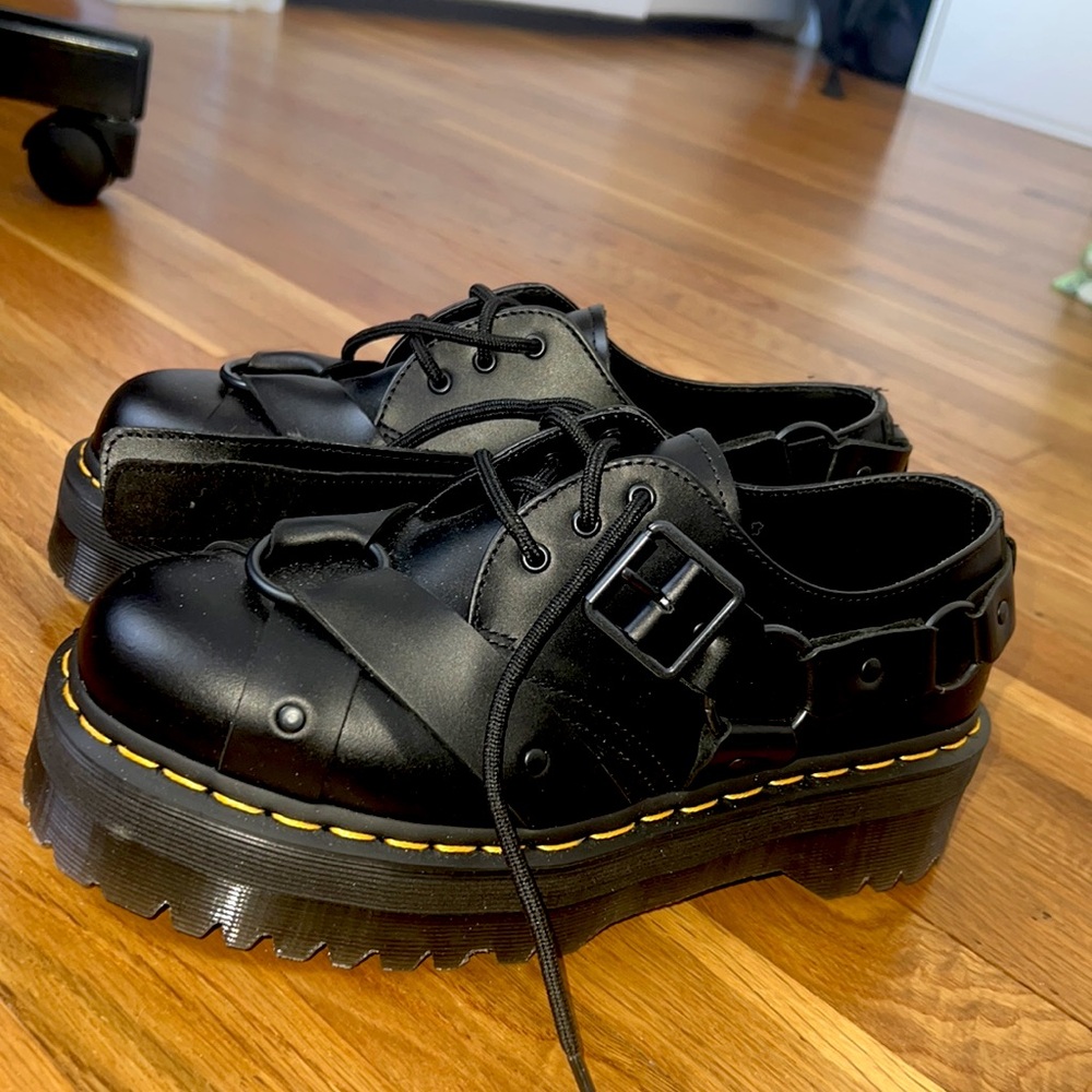 Worn once. Brand new condition . Platform with lace up toe and buckles combat